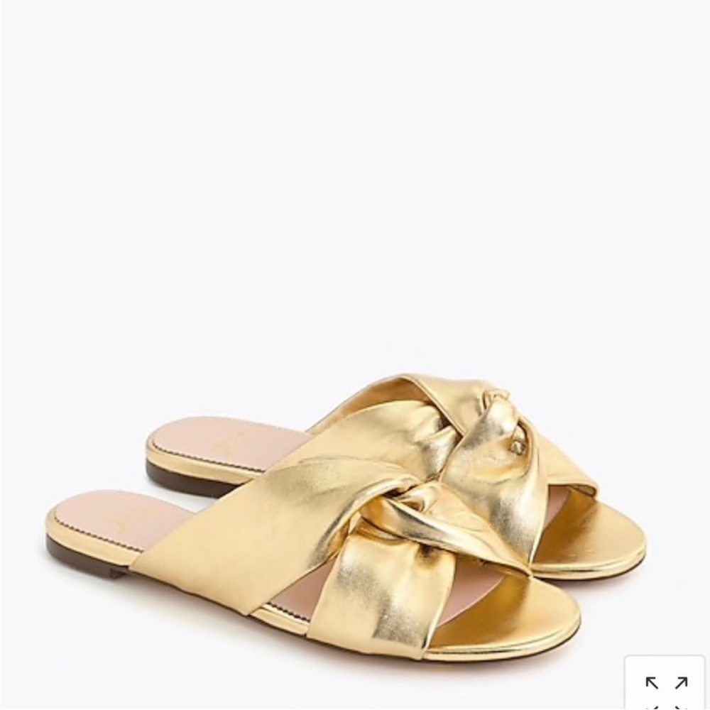 J Crew Twisted Knot Sandals Metallic Leather Size 9